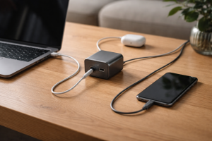 3 oplader-setup der faktisk kan klare både laptop og mobil på én klods